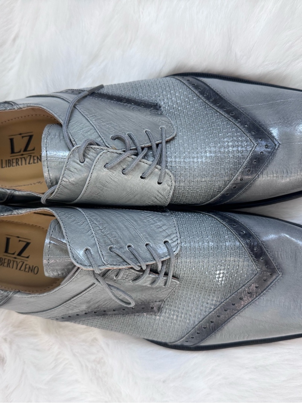 liberty Metallic Silver Wingtip Lace-Up Oxfords